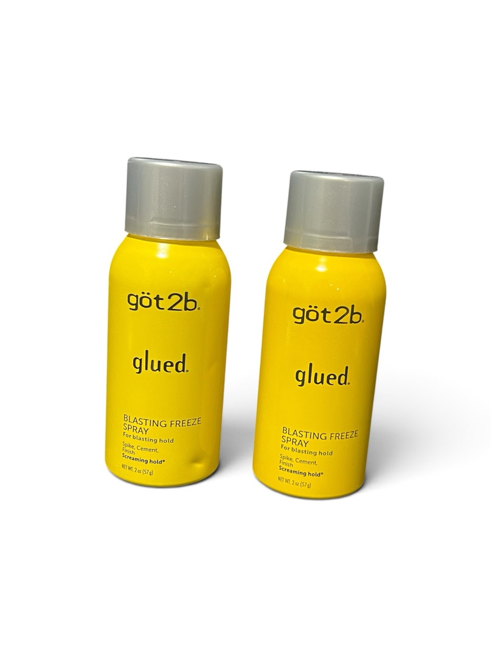 Sets of 2 travel size göt2b Glued Blasting Freeze Spray – Yellow Strong Hold